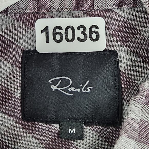 Rails Shirt Men Medium Gray Purple Buffalo Plaid Lava Sage Reid Casual Button Up - Picture 6 of 13
